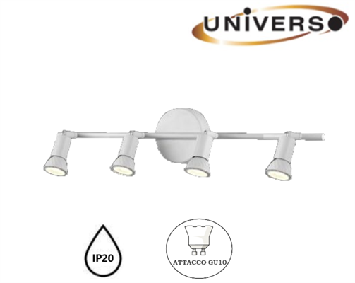 Faretti Orientabili in Metallo da Soffitto 4 Portafaretti GU10