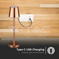 Lampada LED da Tavolo Ricaricabile 3W Touch Dimmerabile Rame