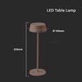 Lampada LED da Tavolo 2W Colore Corten in Alluminio ricaricabile