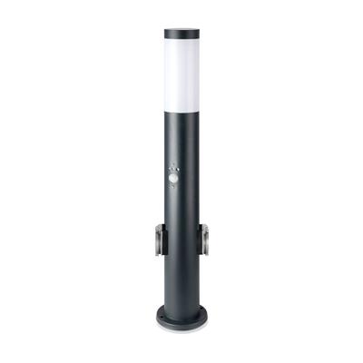 Paletto 60cm con Portalampada E27 Sensore PIR 2 Prese Schuko