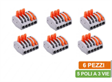 Connettore Universale 5 Poli a 3 Via Confezione da 6pz