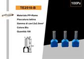 Capicorda Terminale Isolato per 2 Cavi da 2.5mm Confezione 100pz