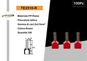 Capicorda Terminale Isolato per 2 Cavi da 2.5mm Confezione 100pz