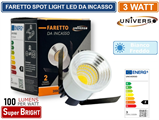 Faretto led mini 3W cob argento 6400K