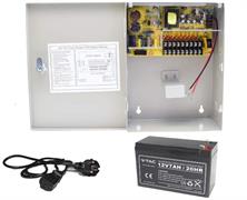 Scatola di Alimentazione 9 Canali 12V 10A con Batteria 12V 7Ah