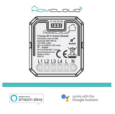 Modulo PuIsante/Interruttore 4CH Wi-Fi da Incasso