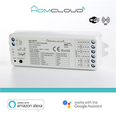 Ricevitore Dim 12/24V DC 5CH 3A Wi-Fi + RF 2.4G RGB+CCT