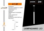 Lampadario Bianco LED 3W a Sospensione Luce Fredda 6500K