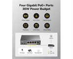 Switch di Rete Ethernet Gigabit a 5 Porte PoE+ 10/100/1000M