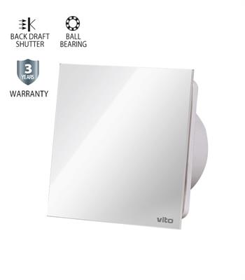 Aspiratore in vetro bianco d. 10cm 12W 180m3/h chiusura automat.