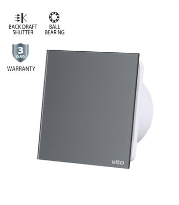 Aspiratore in vetro grey foro 10cm 12W 180m3/h chiusura automat.