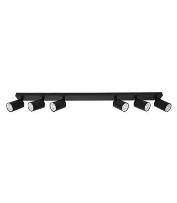 Porta faretto GU10 a soffitto 6 luci orientabili nero Vito