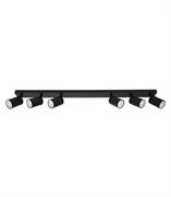 Porta faretto GU10 a soffitto 6 luci orientabili nero Vito