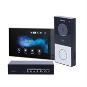 Kit videocitofono IP monitor + piastra esterna + poe 4out Akuvox