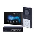 Kit videocitofono IP monitor + piastra esterna + poe 4out Akuvox