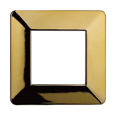 Placca compatibile Vimar Plana 2 moduli plastica oro lucido