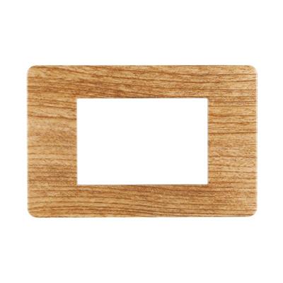 Placca compatibile Vimar Plana 3 moduli plastica legno scuro