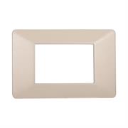 Placca compatibile Vimar Plana 3 moduli plastica colore sabbia