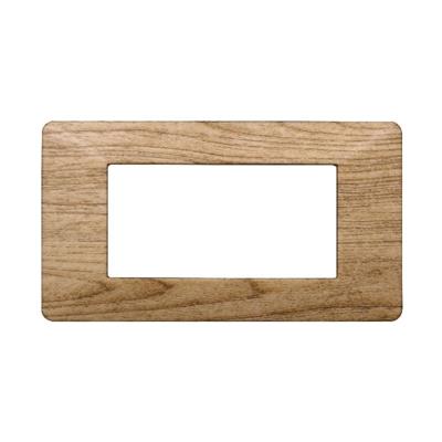 Placca compatibile Vimar Plana 4 moduli plastica legno scuro