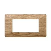 Placca compatibile Vimar Plana 4 moduli plastica legno scuro