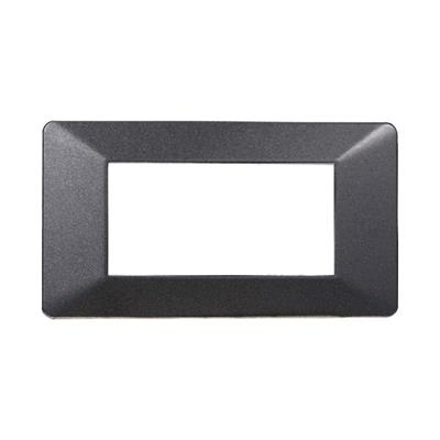 Placca compatibile Vimar Plana 4 moduli plastica acciaio scuro