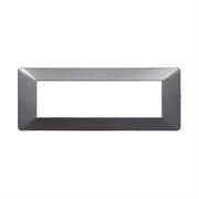 Placca compatibile Vimar Plana 7 moduli plastica acciaio scuro