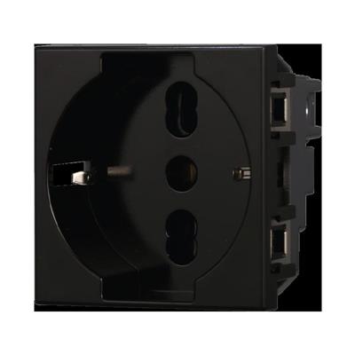 Presa schuko compatibile Bticino Axolute 2P+T 10/16A 250V nero