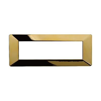 Placca compatibile Vimar Plana 7 moduli plastica oro lucido