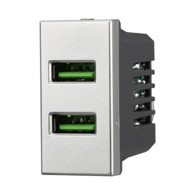Presa Caricatore 2xUSB comp. Bticino Axolute 5Vdc 2.1A grigio