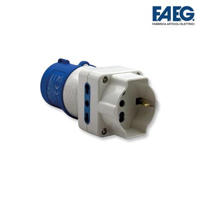 ADATTATORE TRIPLO CON SPINA CEE 6H 2P+T+1 PRESA SCHUKO+ 2 BIPASS