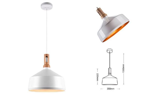 Lampadario a Sospensione Campana in Metallo Attacco E27 Bianco