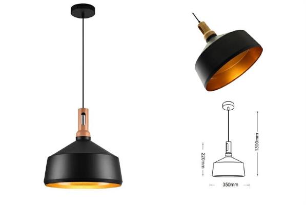 Lampadario a Sospensione Campana in Metallo Attacco E27 Nero