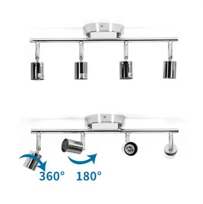 Plafoniera a 4 faretti orientabili Argento GU10