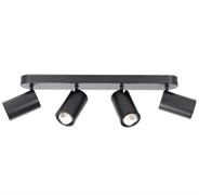 Plafoniera a 4 faretti orientabili Nero GU10