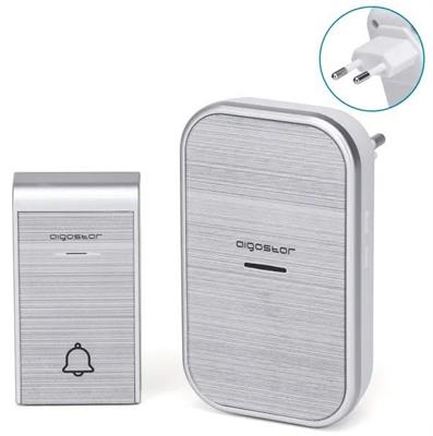 Campanello Senza Fili Wireless con 1 Ricevitori IP44 Argento