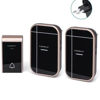 Campanello Senza Fili Wireless con 2 Ricevitori IP44 Nero/Oro