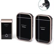 Campanello Senza Fili Wireless con 2 Ricevitori IP44 Nero/Oro