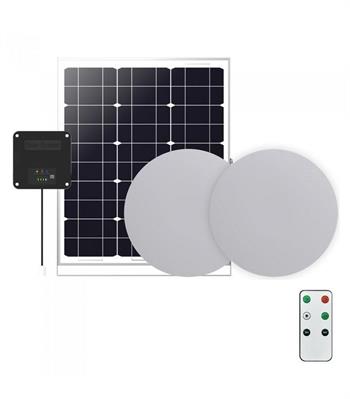 Kit 2x Plafoniera solare Led 2x20W 4000K 1500Lm IP54 5M+2x3M Cav