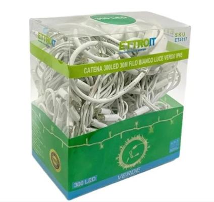 Catena Luminosa 30Mt Luce Verde IP65 Prolungabile Flash Bianco