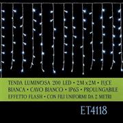 Tenda Luminosa 2Mt Luce Bianca IP65 Prolung Flash fili da 200 cm