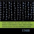 Tenda Luminosa 2Mt Luce Bianca IP65 Prolung Flash fili da 200 cm