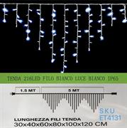 Tenda Luminosa 5Mt Luce Bianco IP65 Prolung fili da 30 a 120 cm