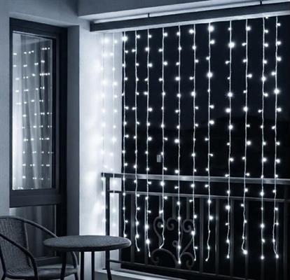 Tenda Luminosa 300 LED 2x3m Filo Bianco Luce Bianco IP65 Prolung