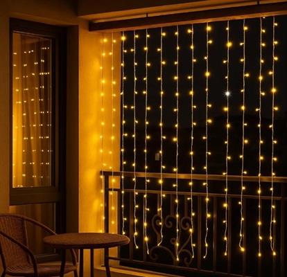 Tenda Luminosa 300 LED 2x3m Filo Bianco Luce Giallo IP65 Prolung