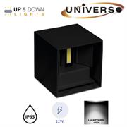 Applique a muro cubo doppio led nero 6400k 12w Universo