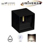 Applique a muro cubo doppio led nero 4000k 12w Universo