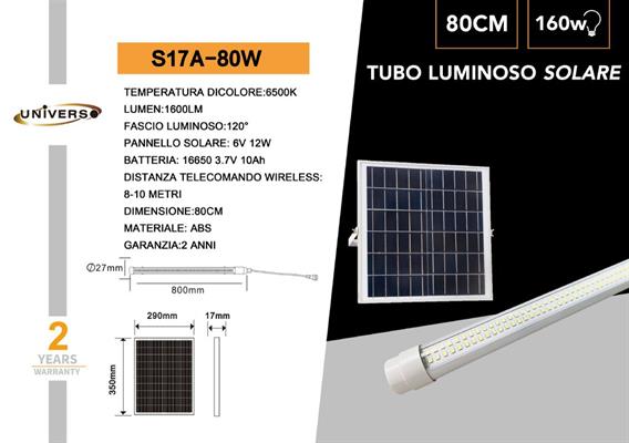 Plafoniera neon led solare + pannello + telecomando 80W bianca