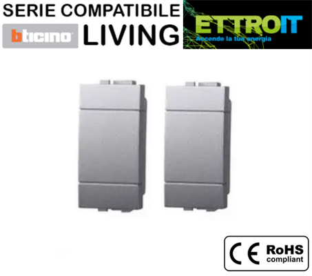 Falso Polo Grigio kit 2pz Compatibile con BTicino® Living