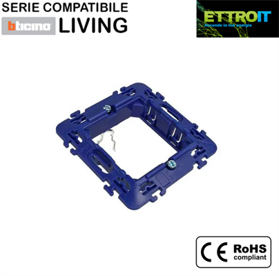 Supporto 2 Posti in Plastica Compatibile con BTicino® Living