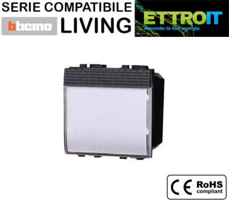 Pulsante Portanome Nero Compatibile con BTicino® Living